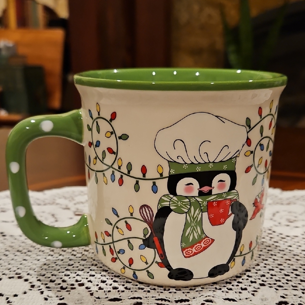Whimsical Winter Holiday Penguin Chef Mug by Tara